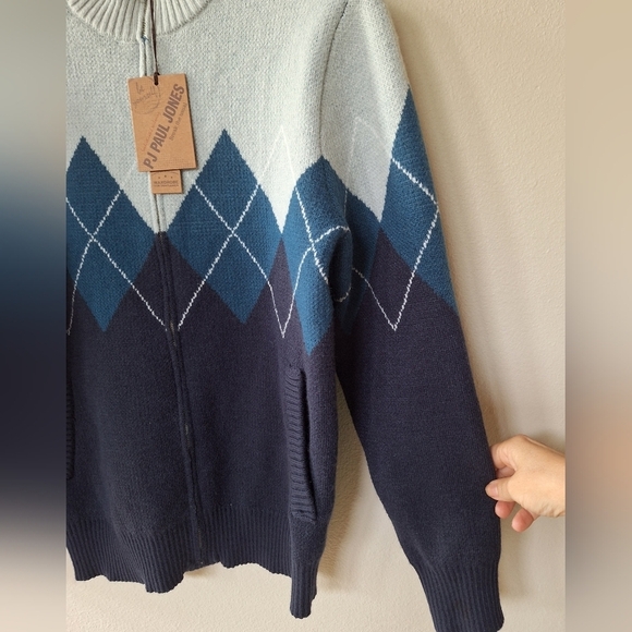 NWT PJ Paul Jones Mens Argyle 1/4 Zip Sweater. Size S - Picture 4 of 7